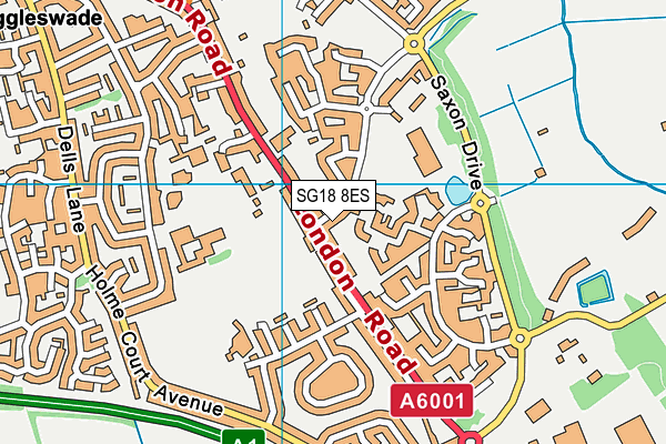 SG18 8ES map - OS VectorMap District (Ordnance Survey)