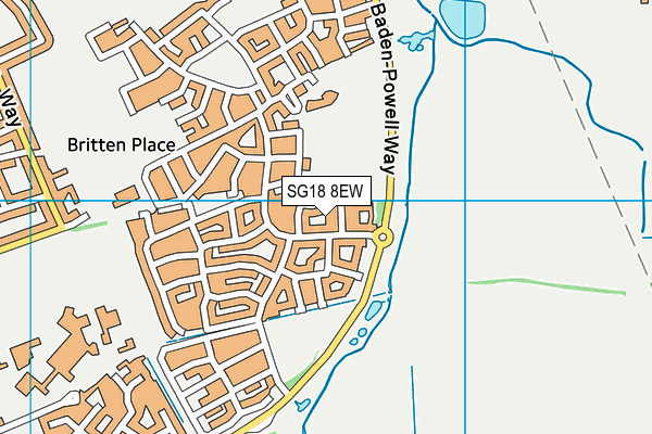 SG18 8EW map - OS VectorMap District (Ordnance Survey)