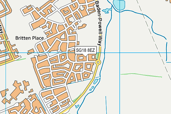 SG18 8EZ map - OS VectorMap District (Ordnance Survey)