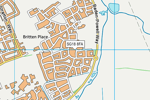 SG18 8FA map - OS VectorMap District (Ordnance Survey) SG18 8FA map - OS VectorMap District (Ordnance Survey)
