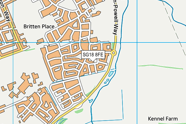 SG18 8FE map - OS VectorMap District (Ordnance Survey) SG18 8FE map - OS VectorMap District (Ordnance Survey)