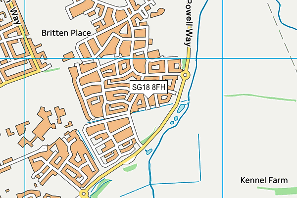 SG18 8FH map - OS VectorMap District (Ordnance Survey) SG18 8FH map - OS VectorMap District (Ordnance Survey)