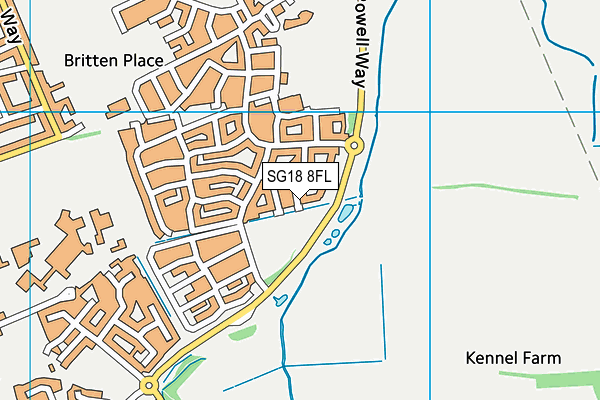 SG18 8FL map - OS VectorMap District (Ordnance Survey) SG18 8FL map - OS VectorMap District (Ordnance Survey)
