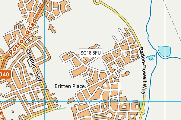 SG18 8FU map - OS VectorMap District (Ordnance Survey) SG18 8FU map - OS VectorMap District (Ordnance Survey)