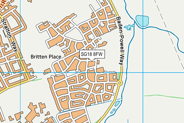 SG18 8FW map - OS VectorMap District (Ordnance Survey) SG18 8FW map - OS VectorMap District (Ordnance Survey)