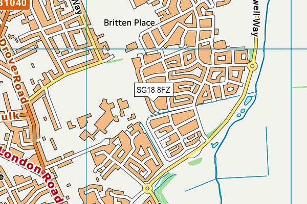 SG18 8FZ map - OS VectorMap District (Ordnance Survey) SG18 8FZ map - OS VectorMap District (Ordnance Survey)
