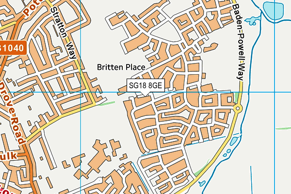SG18 8GE map - OS VectorMap District (Ordnance Survey) SG18 8GE map - OS VectorMap District (Ordnance Survey)