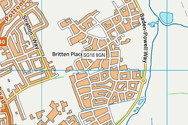 SG18 8GN map - OS VectorMap District (Ordnance Survey) SG18 8GN map - OS VectorMap District (Ordnance Survey)