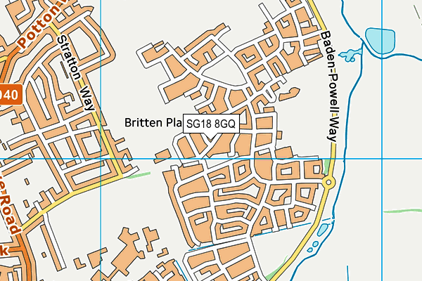 SG18 8GQ map - OS VectorMap District (Ordnance Survey) SG18 8GQ map - OS VectorMap District (Ordnance Survey)