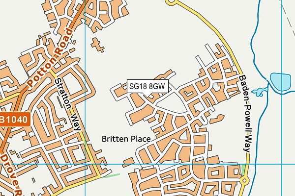 SG18 8GW map - OS VectorMap District (Ordnance Survey) SG18 8GW map - OS VectorMap District (Ordnance Survey)