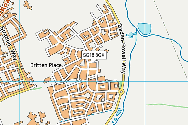 SG18 8GX map - OS VectorMap District (Ordnance Survey)