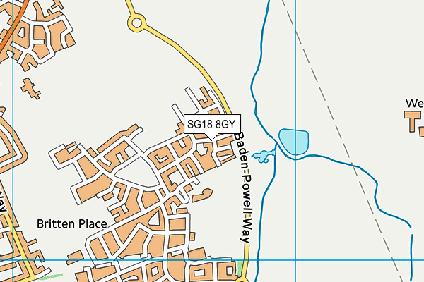 SG18 8GY map - OS VectorMap District (Ordnance Survey) SG18 8GY map - OS VectorMap District (Ordnance Survey)