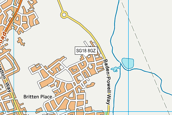 SG18 8GZ map - OS VectorMap District (Ordnance Survey) SG18 8GZ map - OS VectorMap District (Ordnance Survey)