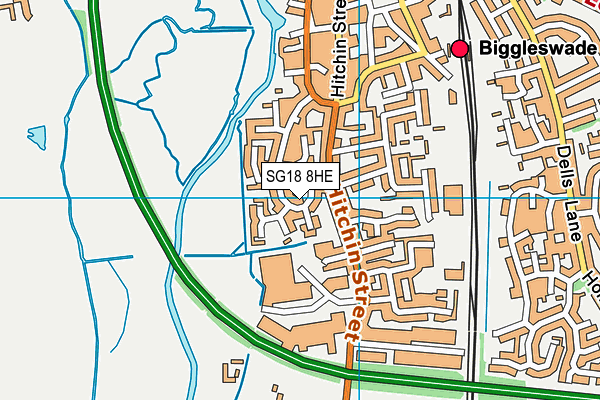 SG18 8HE map - OS VectorMap District (Ordnance Survey) SG18 8HE map - OS VectorMap District (Ordnance Survey)