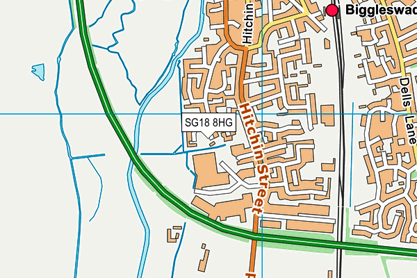 SG18 8HG map - OS VectorMap District (Ordnance Survey) SG18 8HG map - OS VectorMap District (Ordnance Survey)