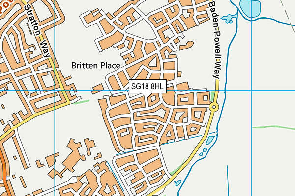 SG18 8HL map - OS VectorMap District (Ordnance Survey) SG18 8HL map - OS VectorMap District (Ordnance Survey)