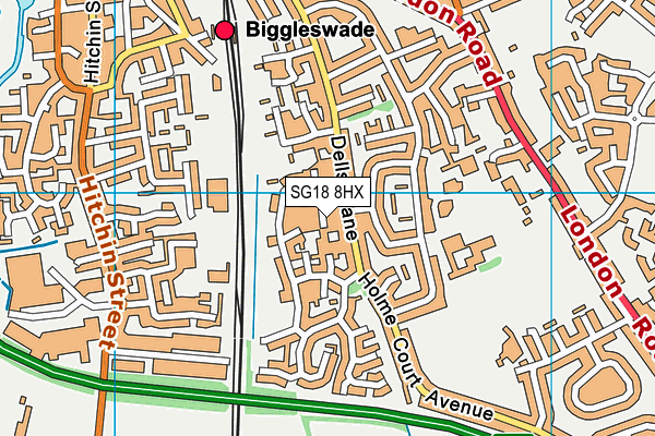 SG18 8HX map - OS VectorMap District (Ordnance Survey) SG18 8HX map - OS VectorMap District (Ordnance Survey)