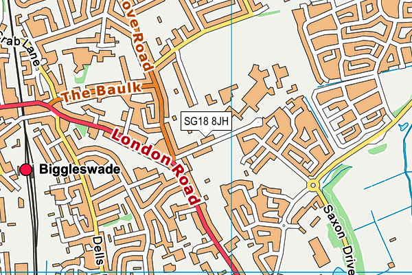 SG18 8JH map - OS VectorMap District (Ordnance Survey)