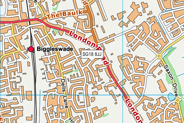 SG18 8JJ map - OS VectorMap District (Ordnance Survey)