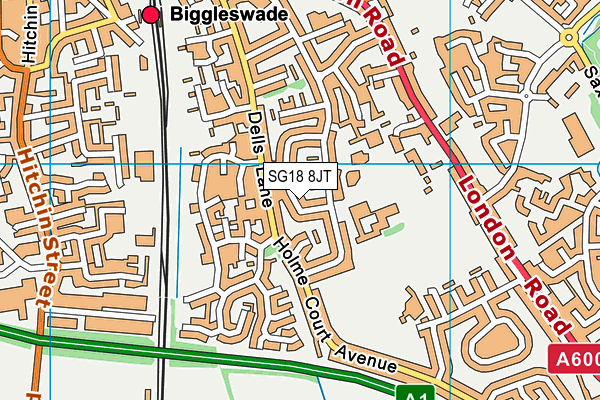 SG18 8JT map - OS VectorMap District (Ordnance Survey)