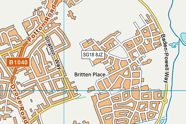 SG18 8JZ map - OS VectorMap District (Ordnance Survey) SG18 8JZ map - OS VectorMap District (Ordnance Survey)