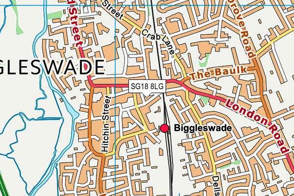 SG18 8LG map - OS VectorMap District (Ordnance Survey)