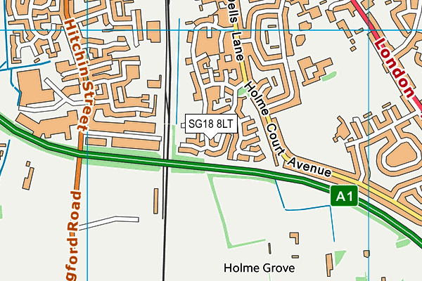 SG18 8LT map - OS VectorMap District (Ordnance Survey) SG18 8LT map - OS VectorMap District (Ordnance Survey)
