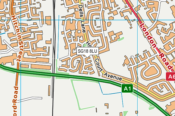 SG18 8LU map - OS VectorMap District (Ordnance Survey)