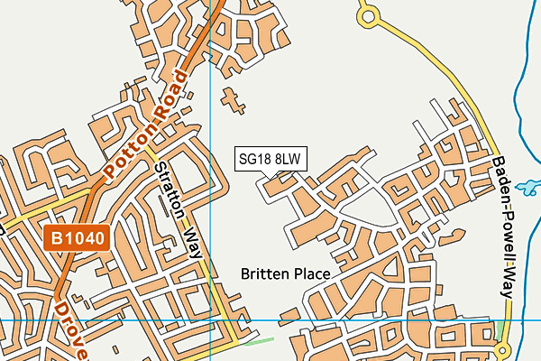 SG18 8LW map - OS VectorMap District (Ordnance Survey) SG18 8LW map - OS VectorMap District (Ordnance Survey)