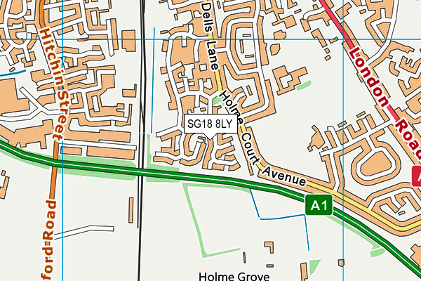 SG18 8LY map - OS VectorMap District (Ordnance Survey) SG18 8LY map - OS VectorMap District (Ordnance Survey)
