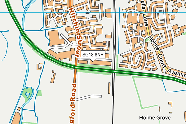 SG18 8NH map - OS VectorMap District (Ordnance Survey)