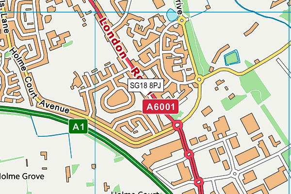 SG18 8PJ map - OS VectorMap District (Ordnance Survey)