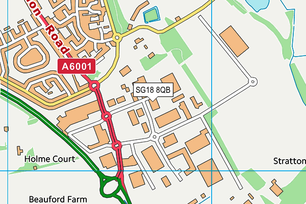 SG18 8QB map - OS VectorMap District (Ordnance Survey)
