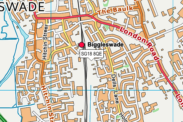 SG18 8QE map - OS VectorMap District (Ordnance Survey)