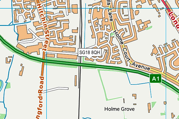 SG18 8QH map - OS VectorMap District (Ordnance Survey)