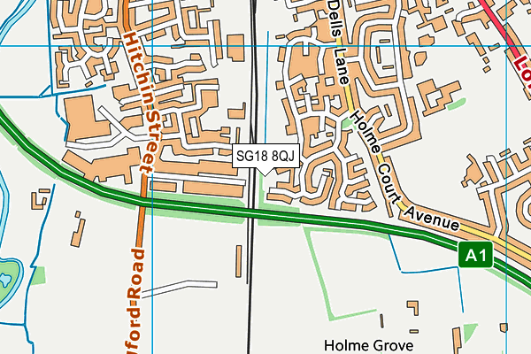 SG18 8QJ map - OS VectorMap District (Ordnance Survey) SG18 8QJ map - OS VectorMap District (Ordnance Survey)