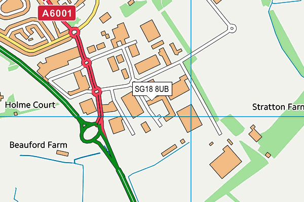 SG18 8UB map - OS VectorMap District (Ordnance Survey)