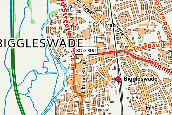 SG18 8UU map - OS VectorMap District (Ordnance Survey) SG18 8UU map - OS VectorMap District (Ordnance Survey)