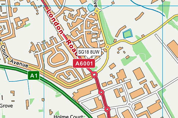 SG18 8UW map - OS VectorMap District (Ordnance Survey) SG18 8UW map - OS VectorMap District (Ordnance Survey)