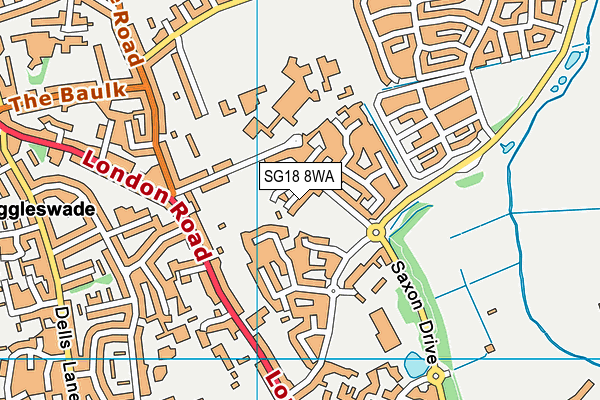 SG18 8WA map - OS VectorMap District (Ordnance Survey) SG18 8WA map - OS VectorMap District (Ordnance Survey)