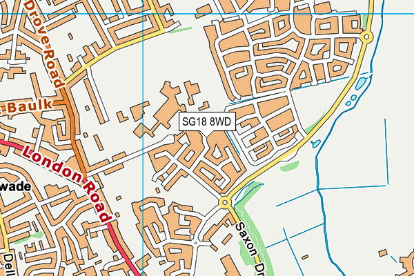 SG18 8WD map - OS VectorMap District (Ordnance Survey) SG18 8WD map - OS VectorMap District (Ordnance Survey)