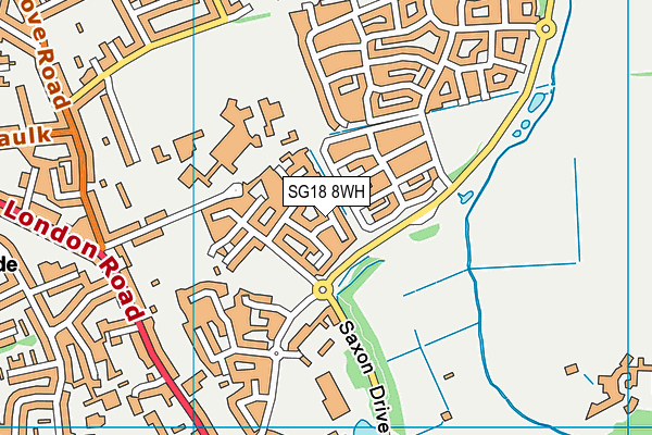 SG18 8WH map - OS VectorMap District (Ordnance Survey) SG18 8WH map - OS VectorMap District (Ordnance Survey)
