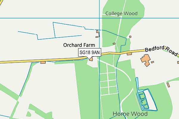 SG18 9AN map - OS VectorMap District (Ordnance Survey) SG18 9AN map - OS VectorMap District (Ordnance Survey)