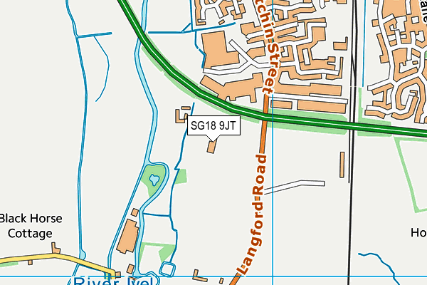 SG18 9JT map - OS VectorMap District (Ordnance Survey) SG18 9JT map - OS VectorMap District (Ordnance Survey)