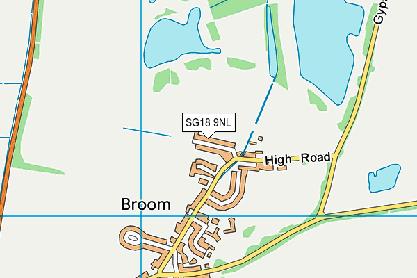 SG18 9NL map - OS VectorMap District (Ordnance Survey)