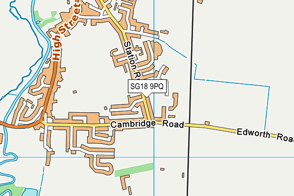 SG18 9PQ map - OS VectorMap District (Ordnance Survey) SG18 9PQ map - OS VectorMap District (Ordnance Survey)