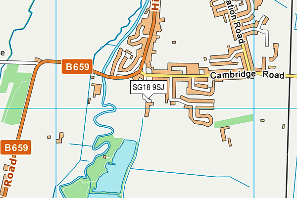 SG18 9SJ map - OS VectorMap District (Ordnance Survey) SG18 9SJ map - OS VectorMap District (Ordnance Survey)