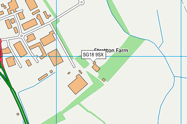 SG18 9SX map - OS VectorMap District (Ordnance Survey) SG18 9SX map - OS VectorMap District (Ordnance Survey)
