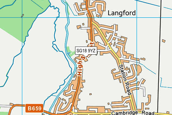 SG18 9YZ map - OS VectorMap District (Ordnance Survey) SG18 9YZ map - OS VectorMap District (Ordnance Survey)