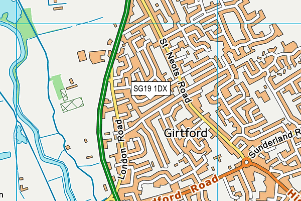 SG19 1DX map - OS VectorMap District (Ordnance Survey) SG19 1DX map - OS VectorMap District (Ordnance Survey)